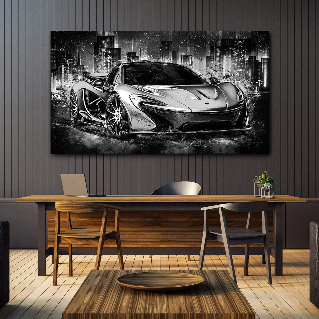 Auto Leinwandbild McLaren Black and White