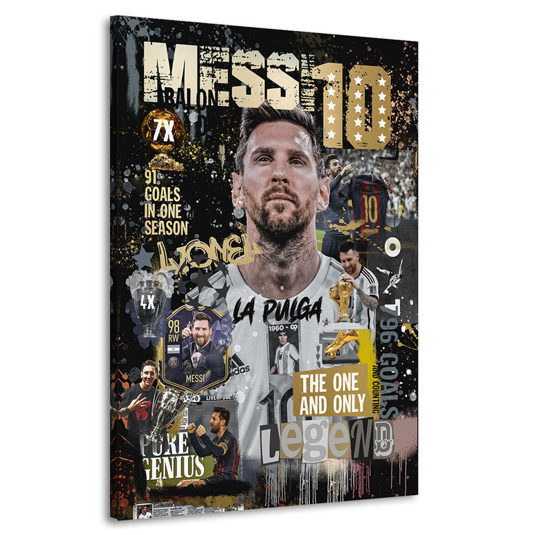 Fussball Wandbild Messi Black Style