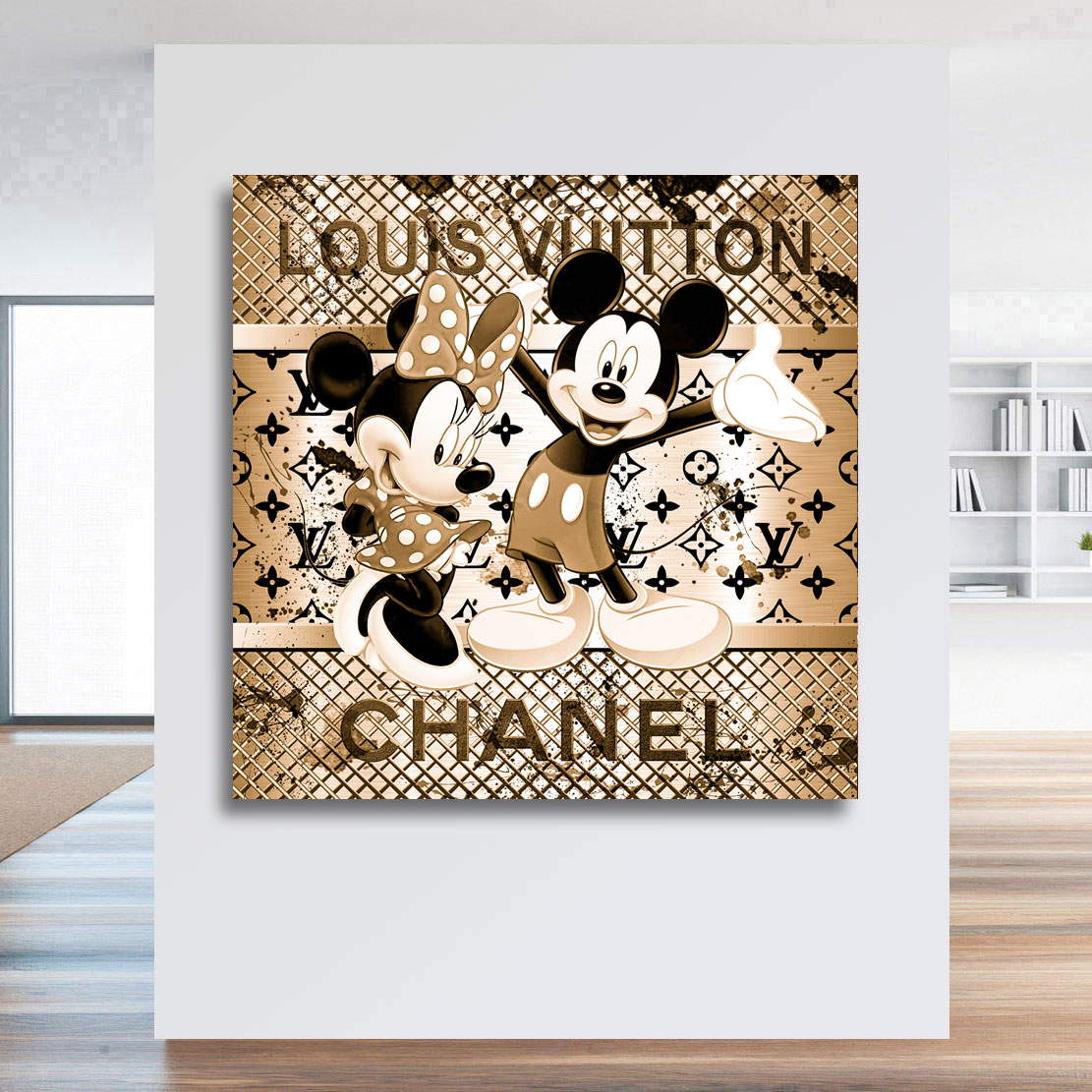 Leinwandbild Mickey Pop Art Gold Style