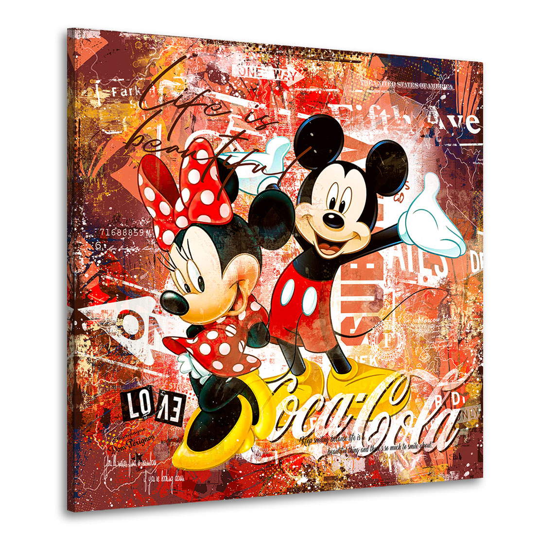 Leinwandbild Micky u. Minnie Life is beautiful Vintage Style