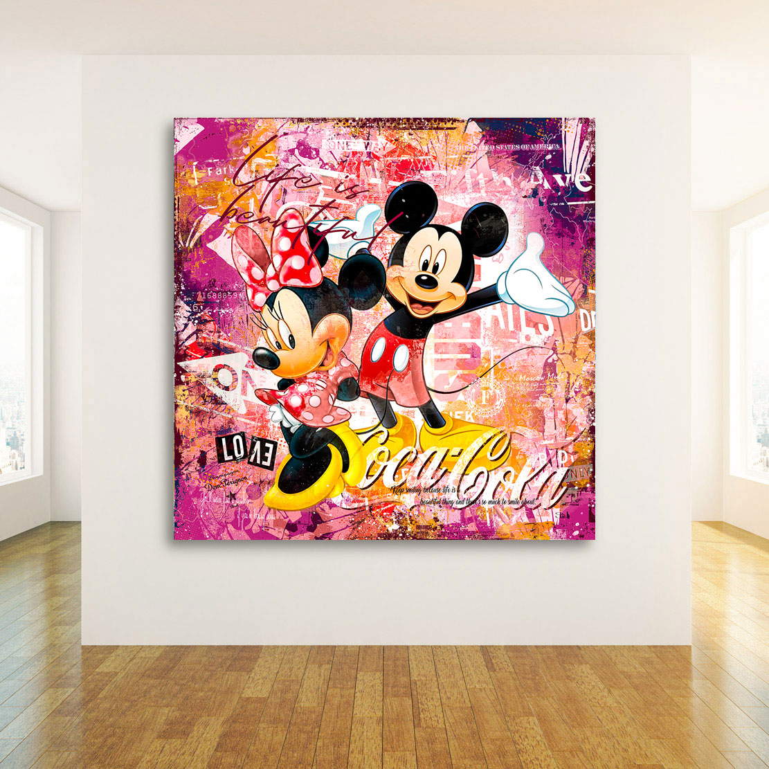 Leinwandbild Micky u. Minnie Life is beautiful Pop Art