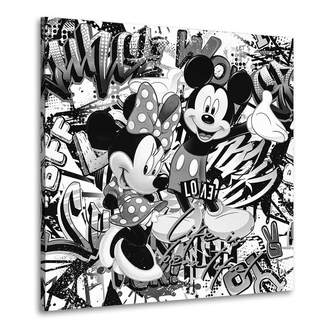 Leinwandbild Micky Graffiti Style Black and White