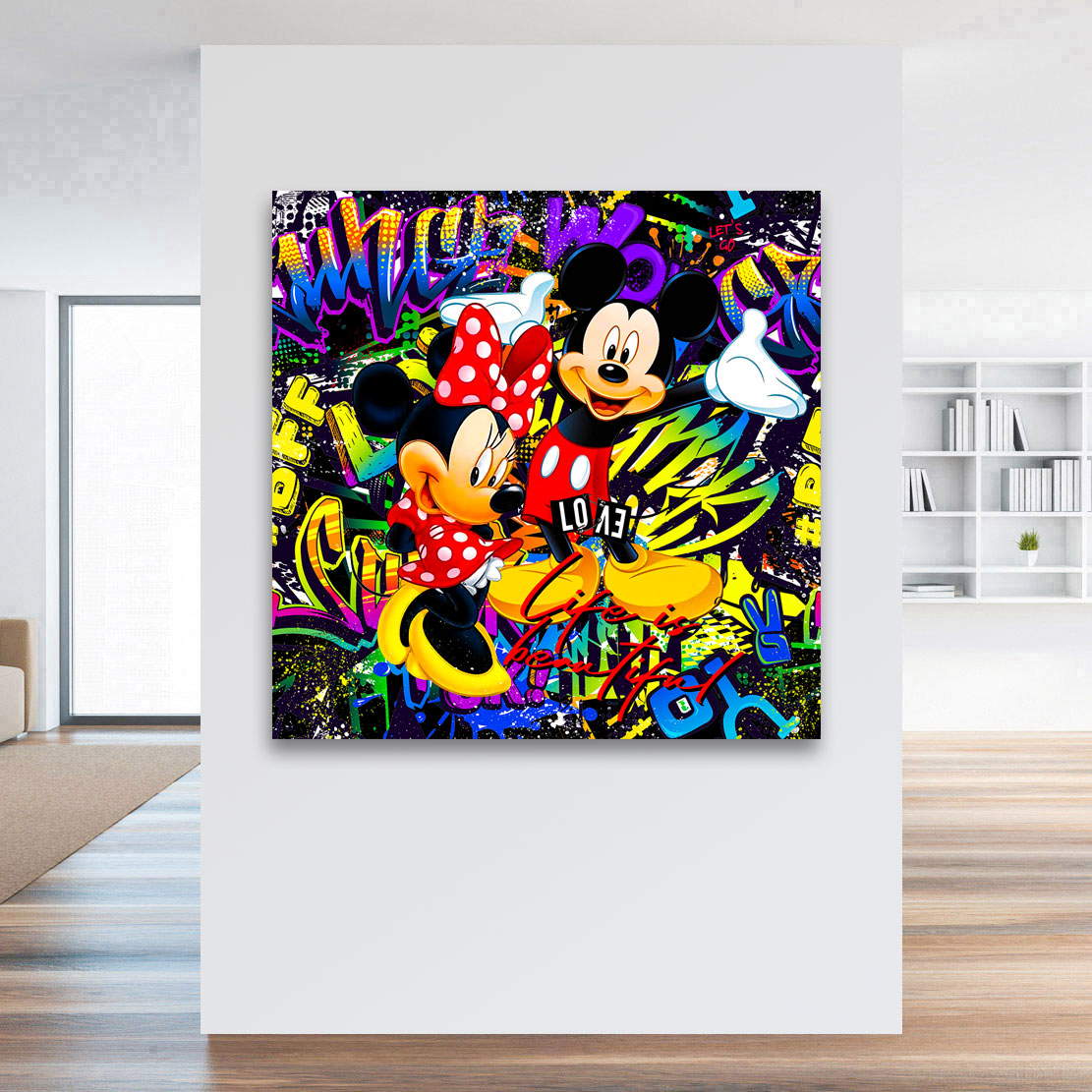 Leinwandbild Micky & Minnie Black Graffiti Style