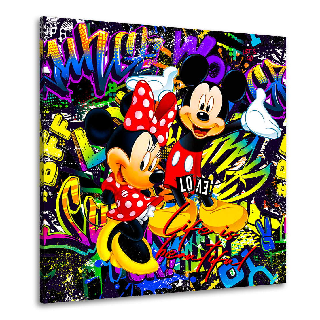 Leinwandbild Micky & Minnie Black Graffiti Style