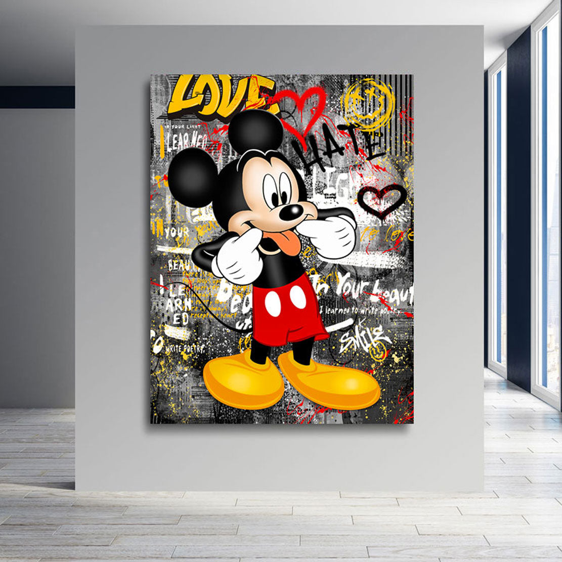 Pop Art Wandbild Micky Maus Love and Hate