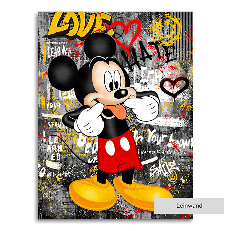 Pop Art Wandbild Micky Maus Love and Hate