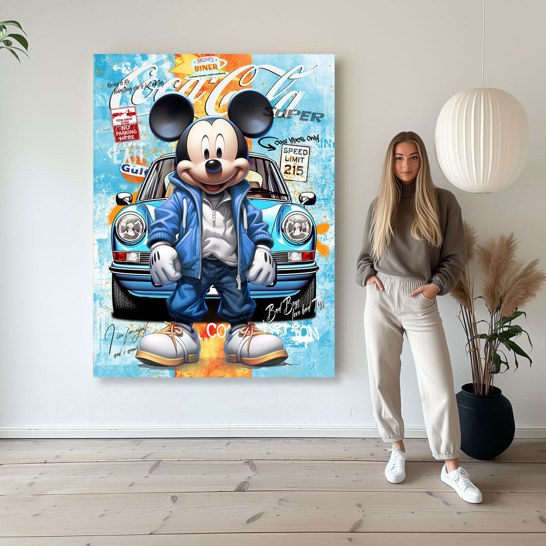 Pop Art Auto Wandbild Micky Porsche