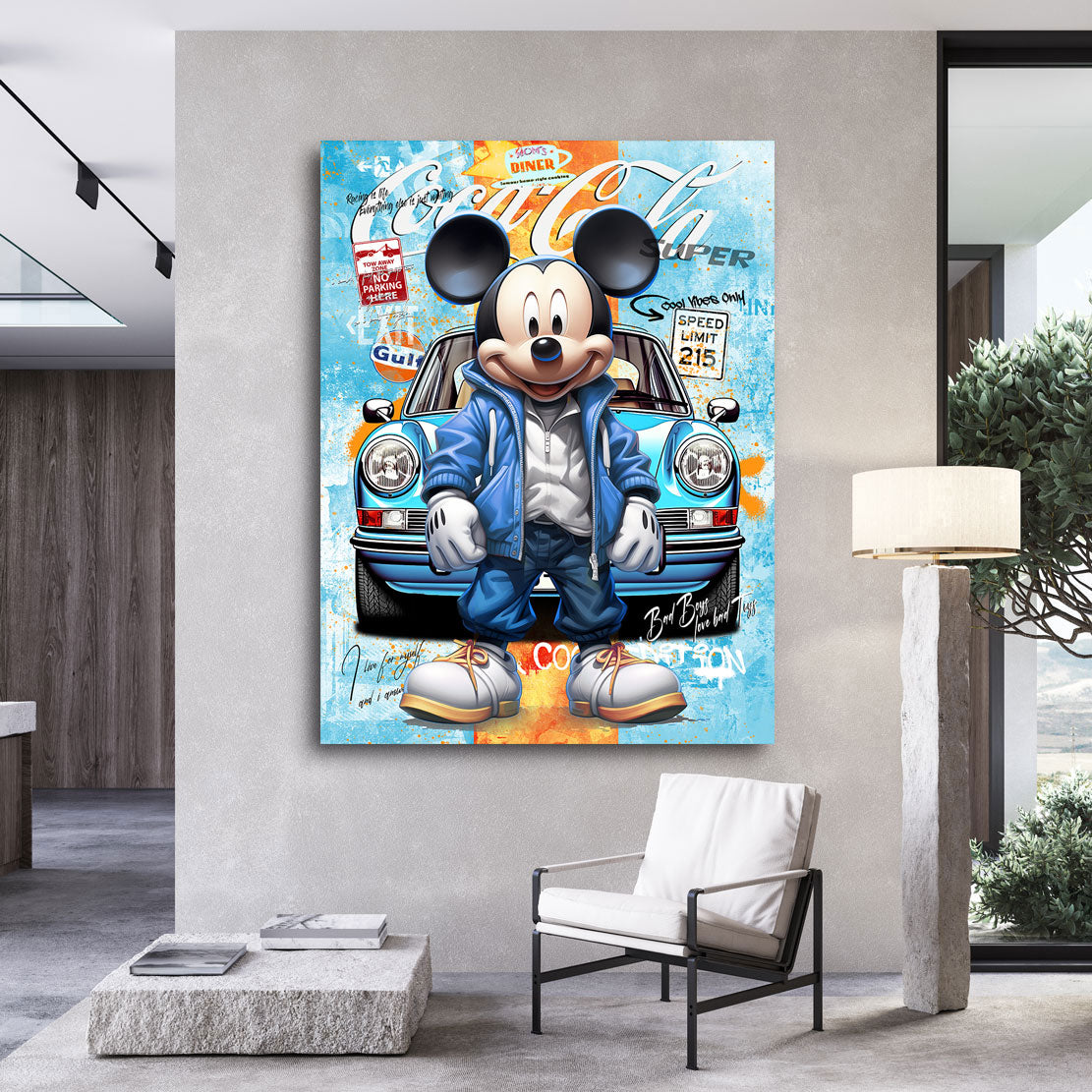 Pop Art Auto Wandbild Micky Porsche