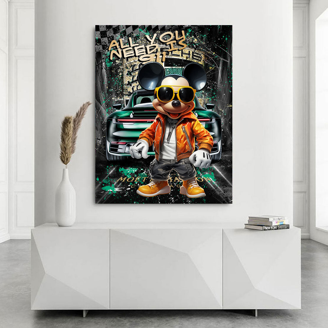 Pop Art Wandbild Micky Maus Porsche 911