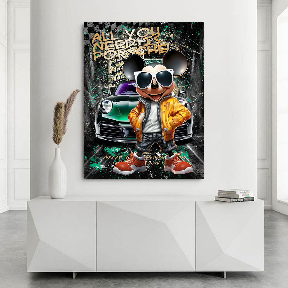 Pop Art Wandbild Micky Maus Porsche