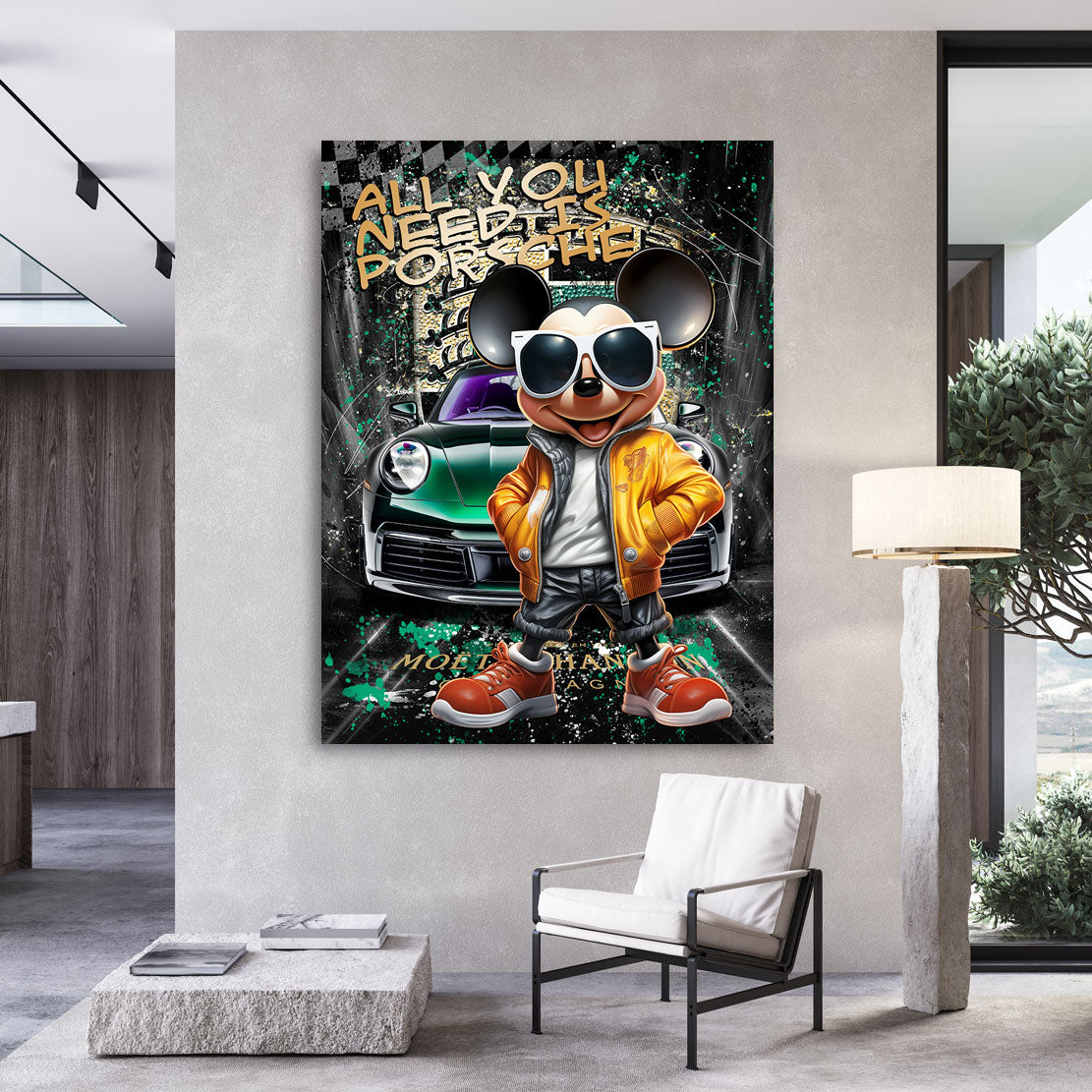 Pop Art Wandbild Micky Maus Porsche