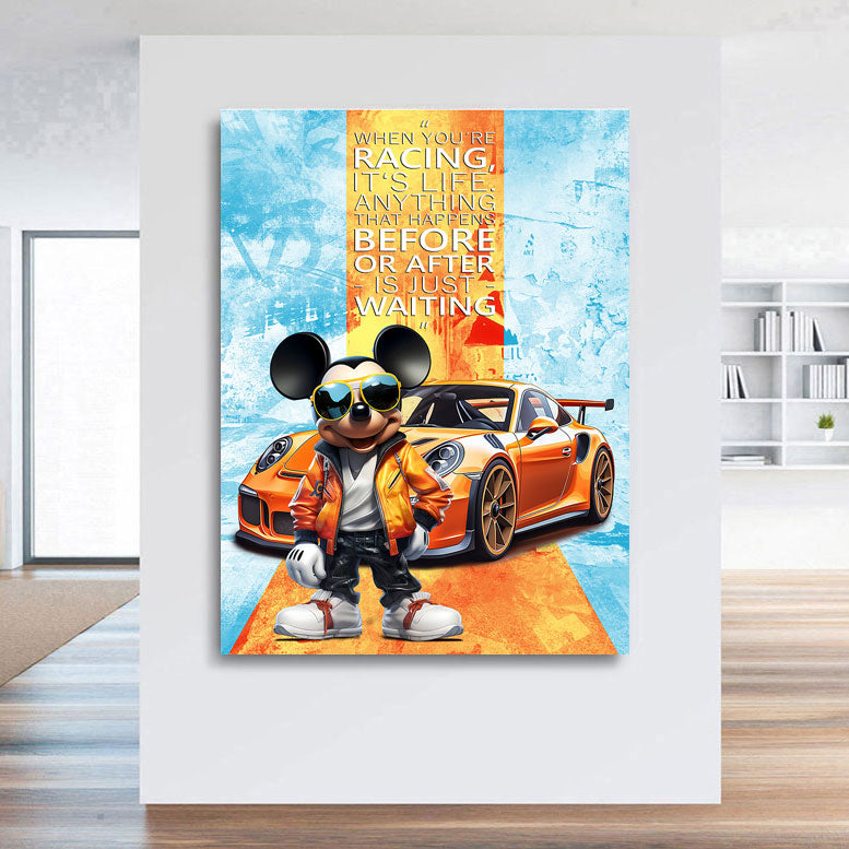 Pop Art Wandbild Micky Porsche Racing