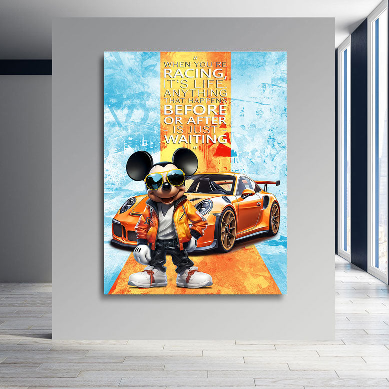 Pop Art Wandbild Micky Porsche Racing