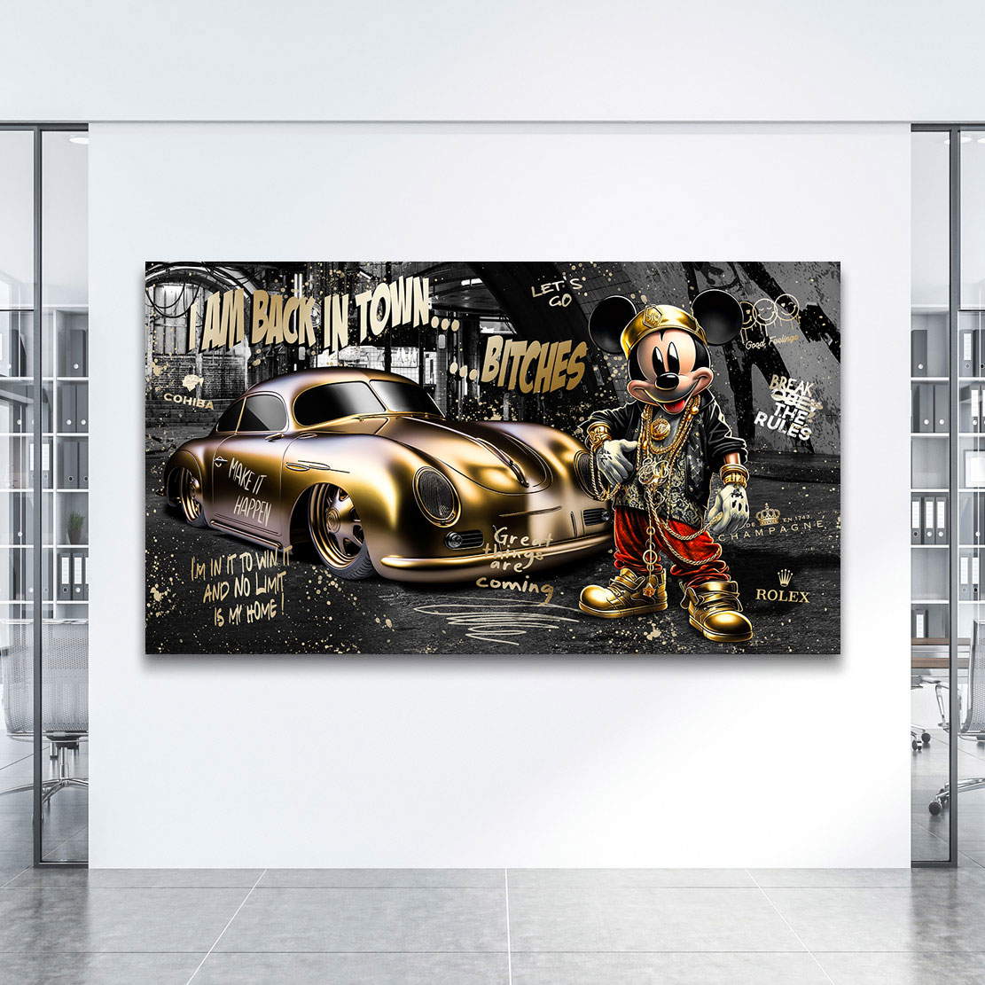 Leinwandbild Micky I am Back Gold Style
