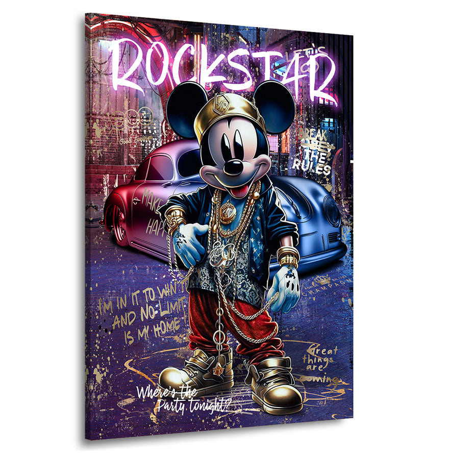 Pop Art Wandbild Micky Maus Rockstar