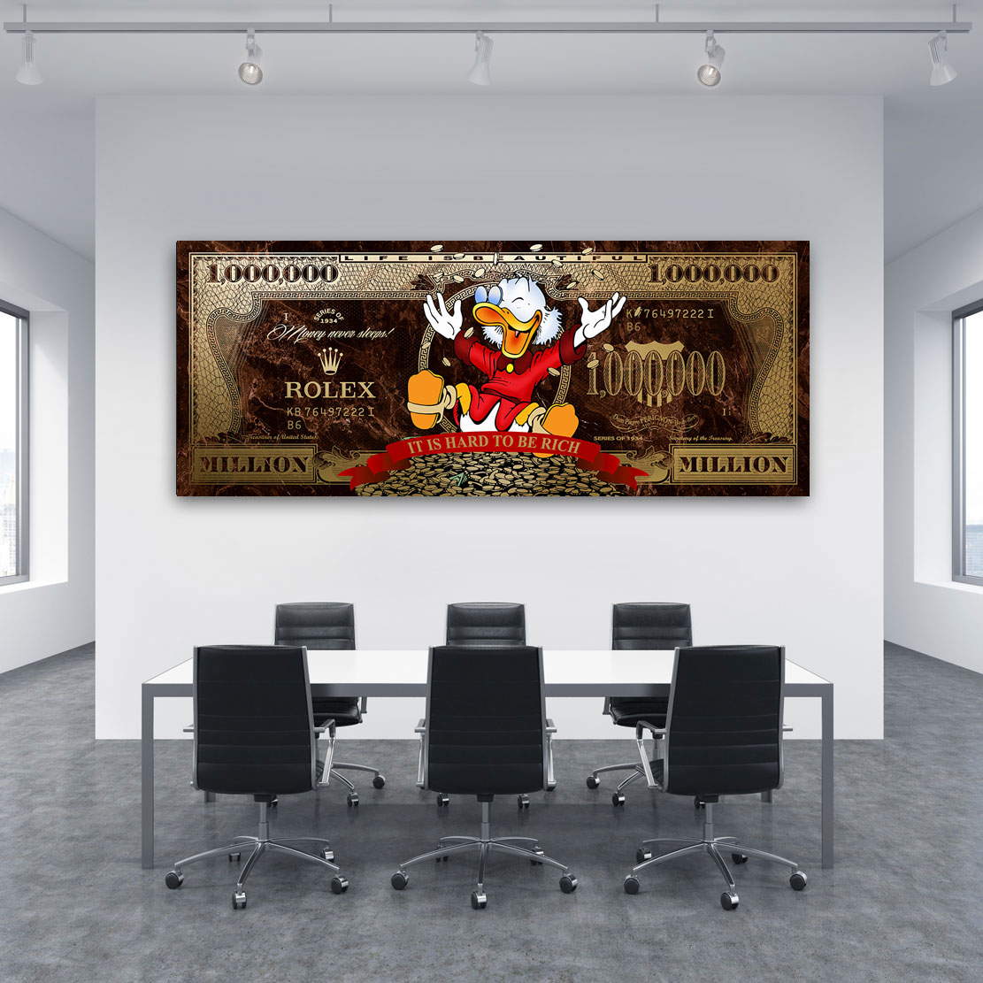 Pop Art Leinwandbild Dagobert Million Dollar Retro Look