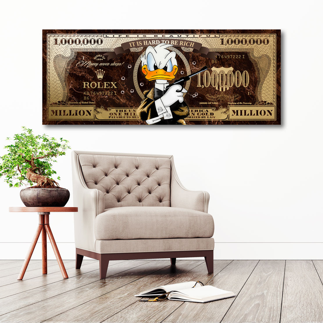 Wandbild Donald Duck Bond Dollar Vintage Sytle