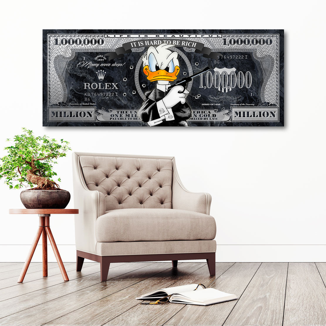 Wandbild Donald Duck Bond Dollar Black Sytle