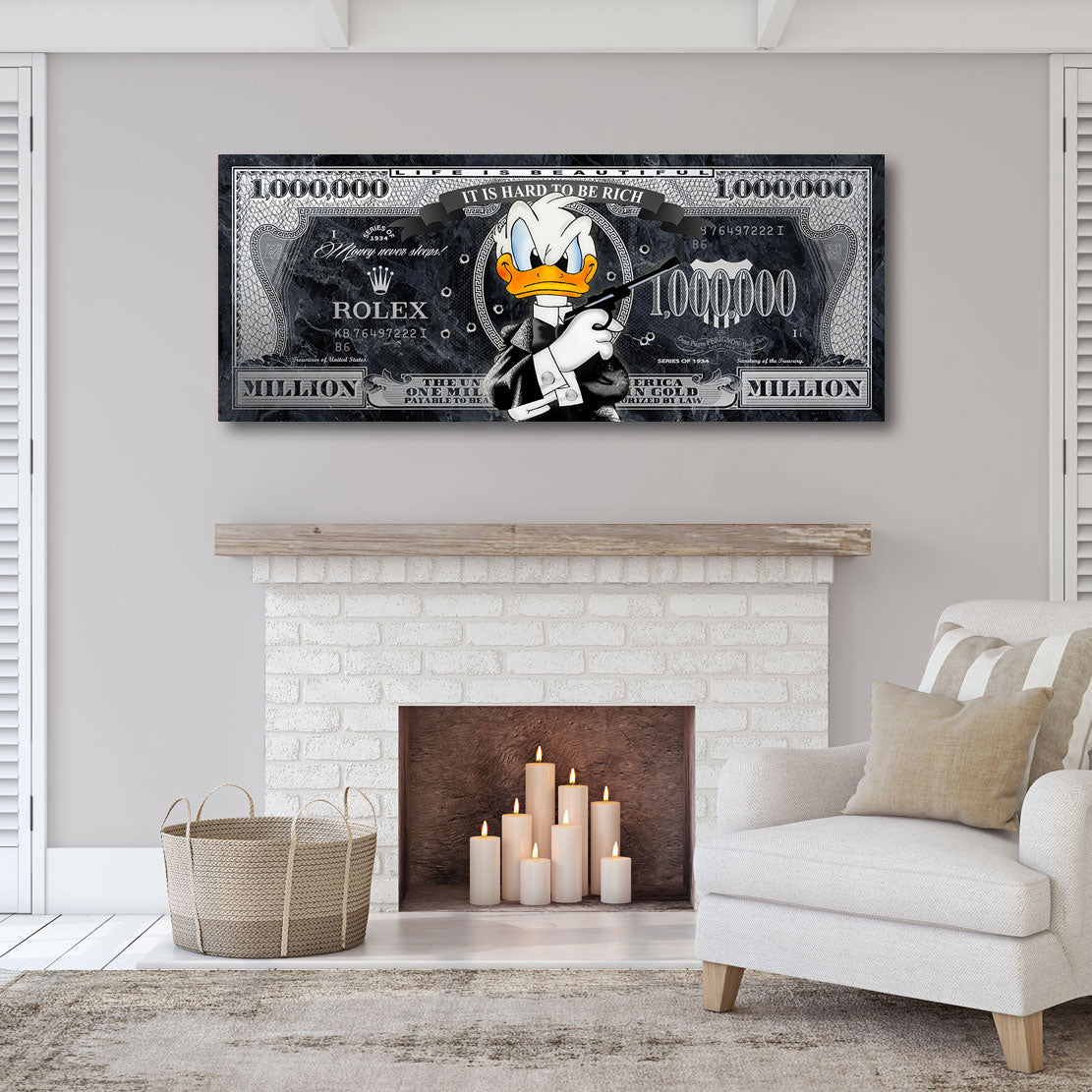 Wandbild Donald Duck Bond Dollar Black Sytle