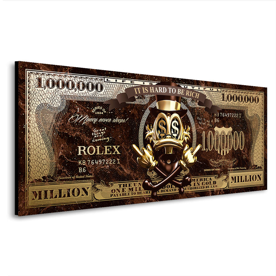 Wandbild Dagobert Duck Totenkopf Dollar Retro Style