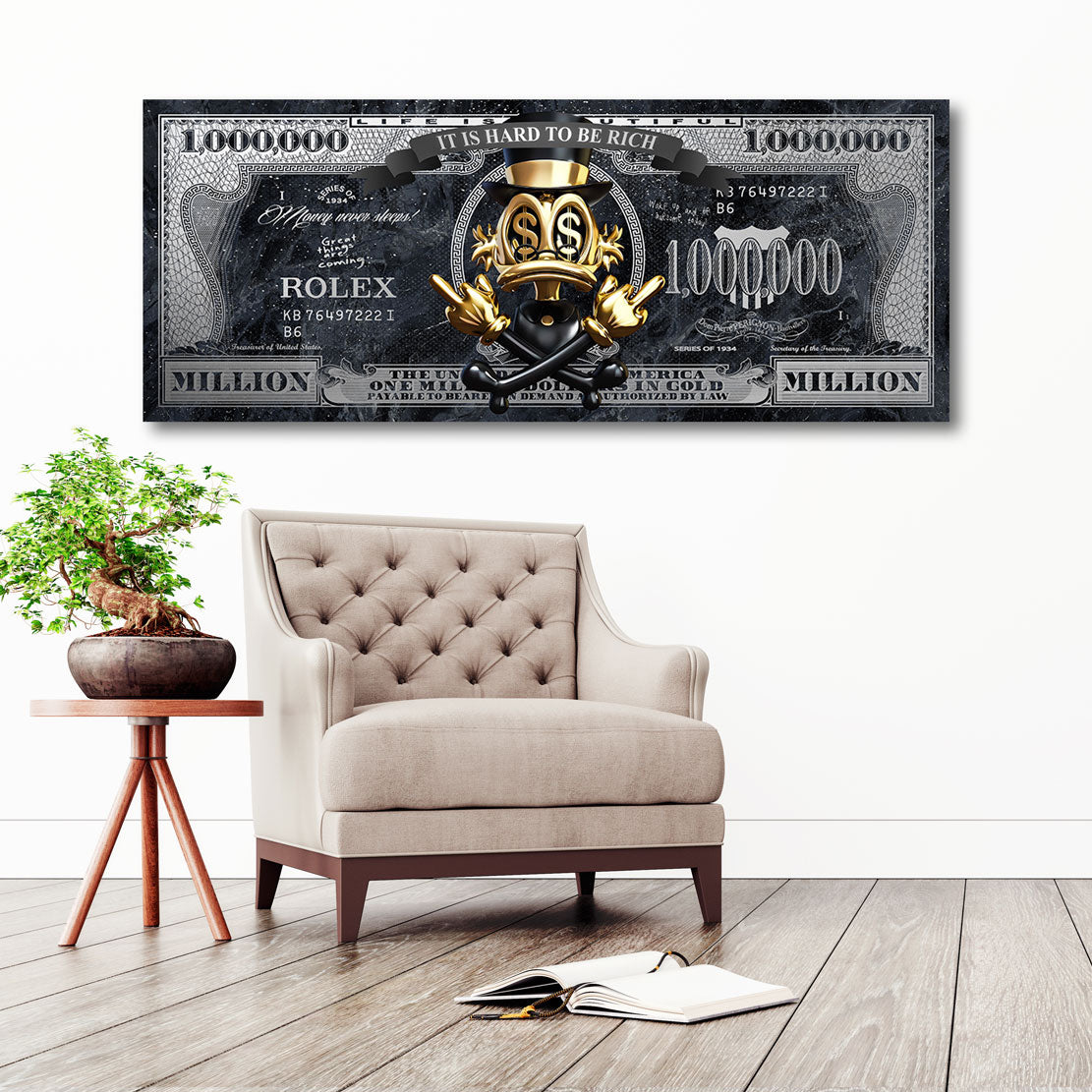 Wandbild Dagobert Duck Totenkopf Dollar