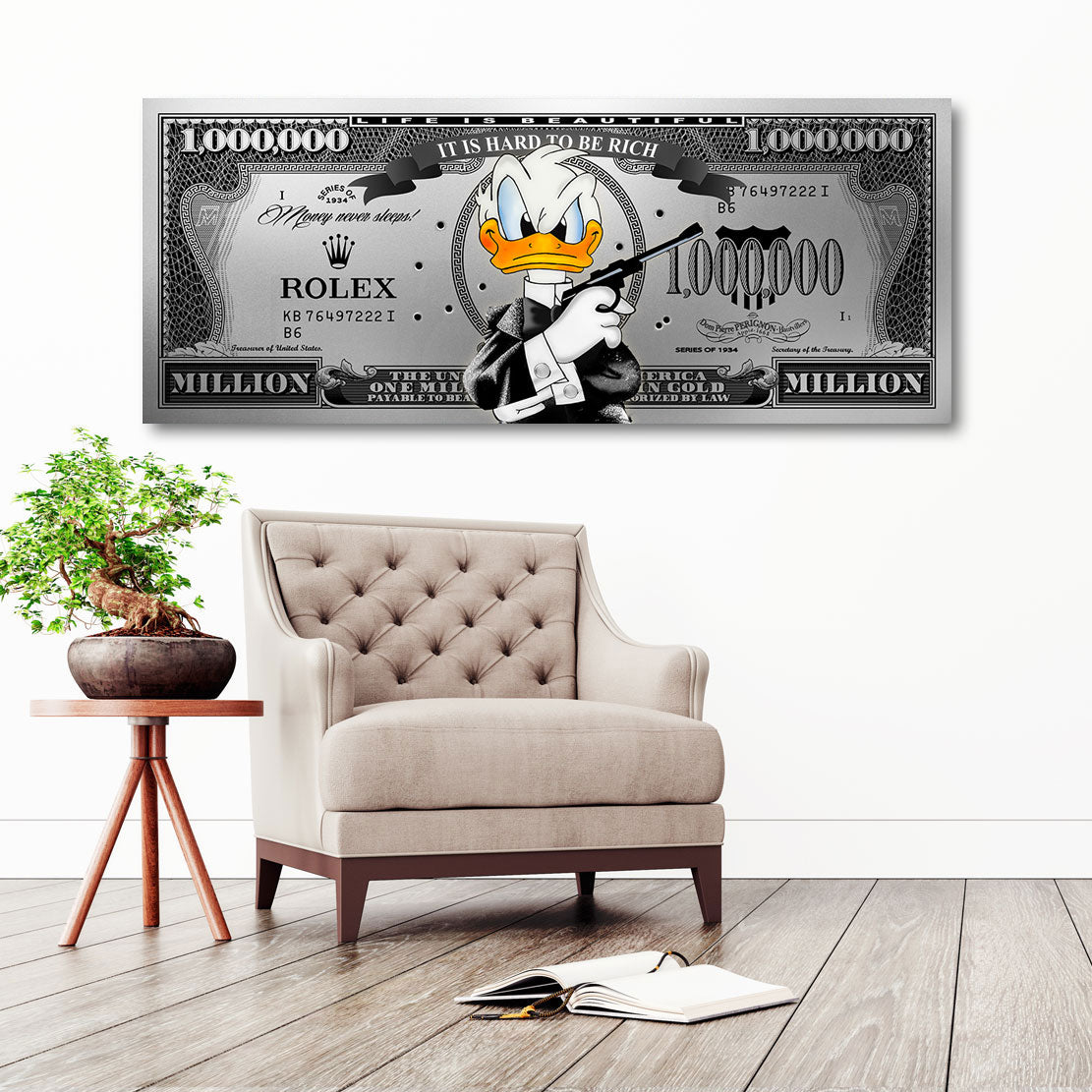 Wandbild Donald Duck Bond Dollar Silver Sytle
