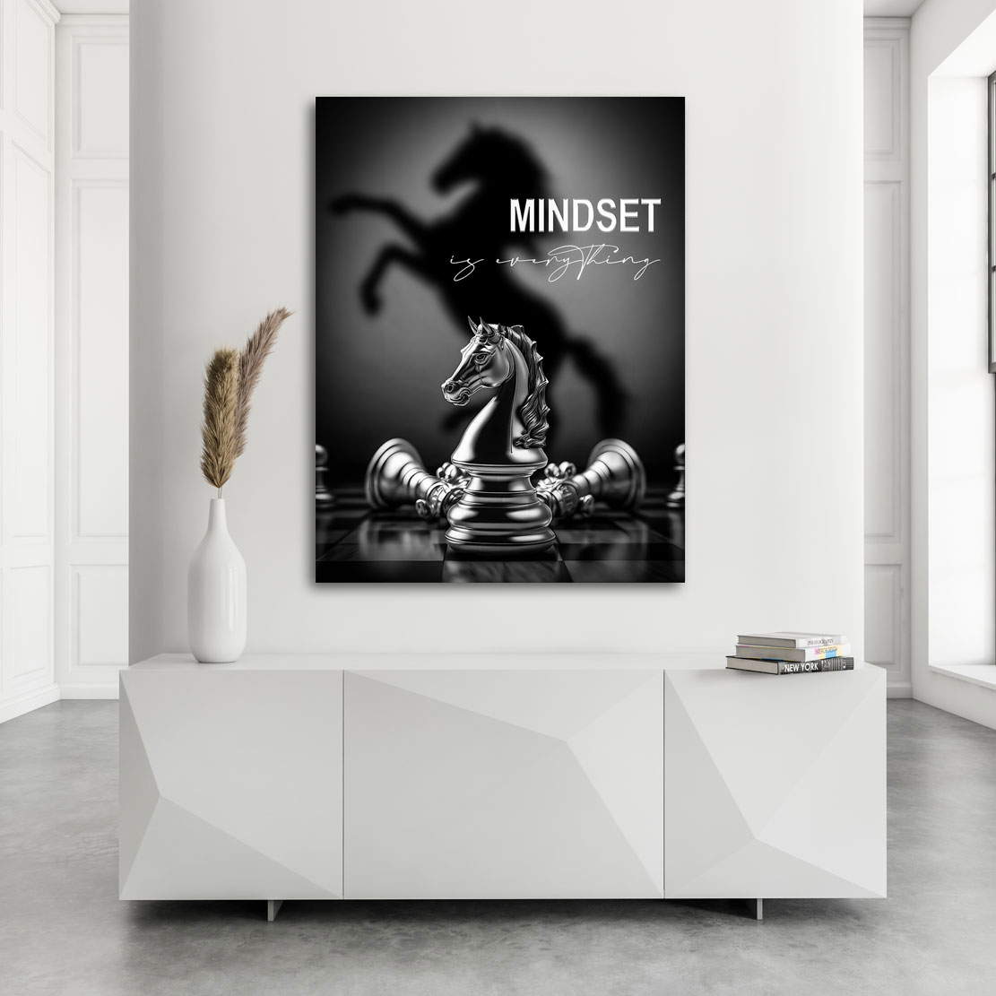 Motivations Leinwandbild Mindset is everything Silver Style
