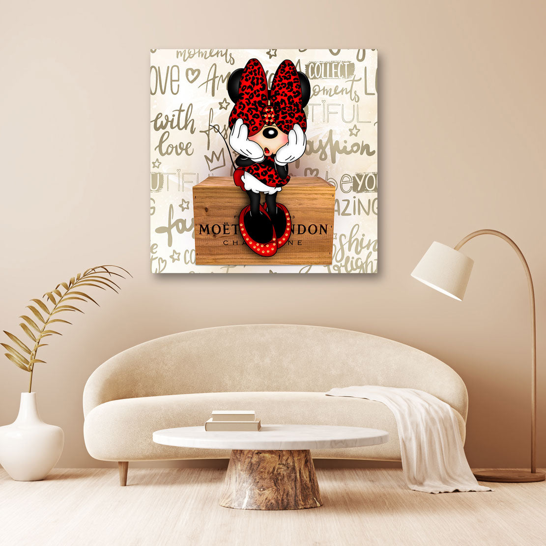 Pop Art Wandbild Minnie Maus Champagner