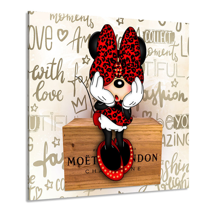 Pop Art Wandbild Minnie Maus Champagner