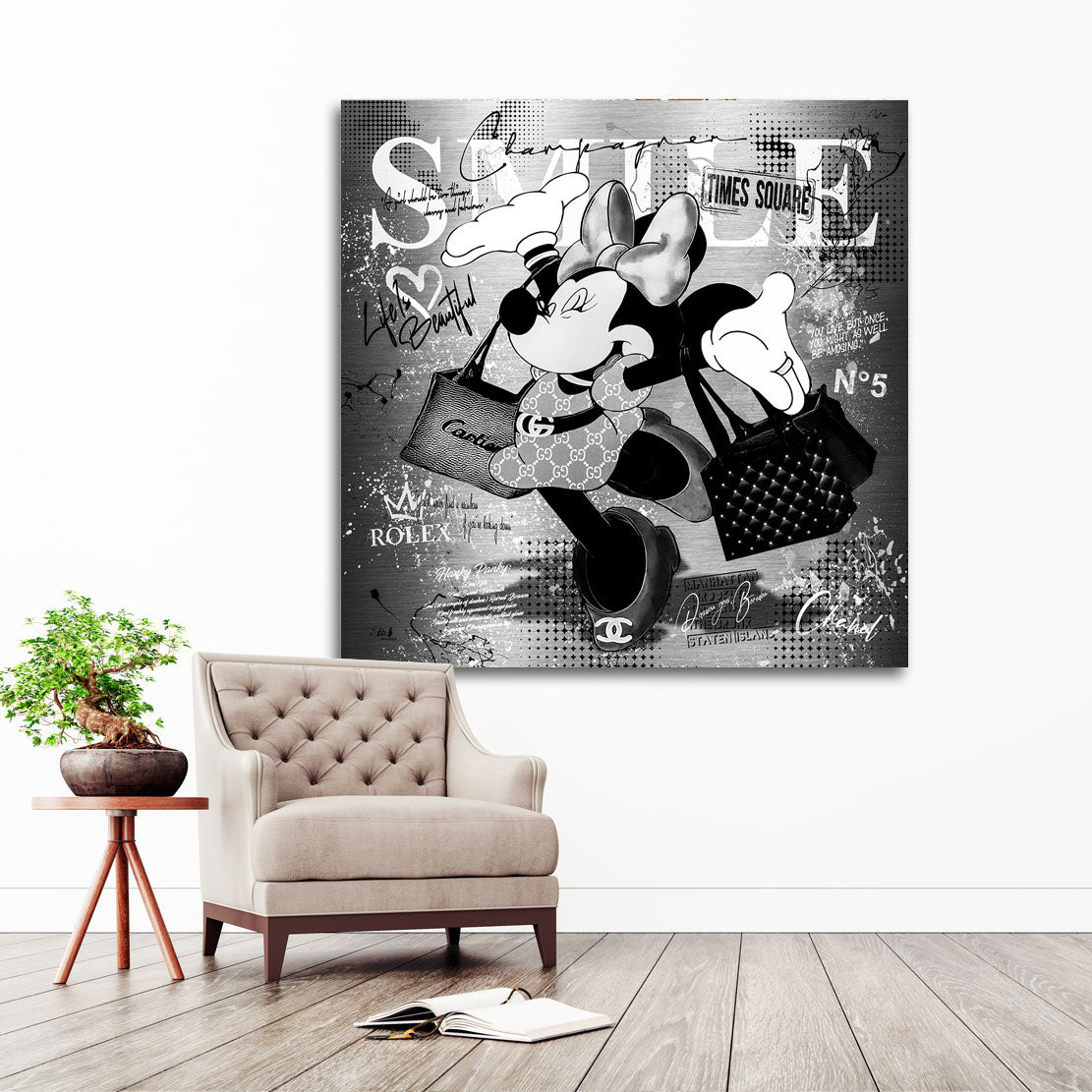 Pop Art Wandbild Minnie Smile Black and White