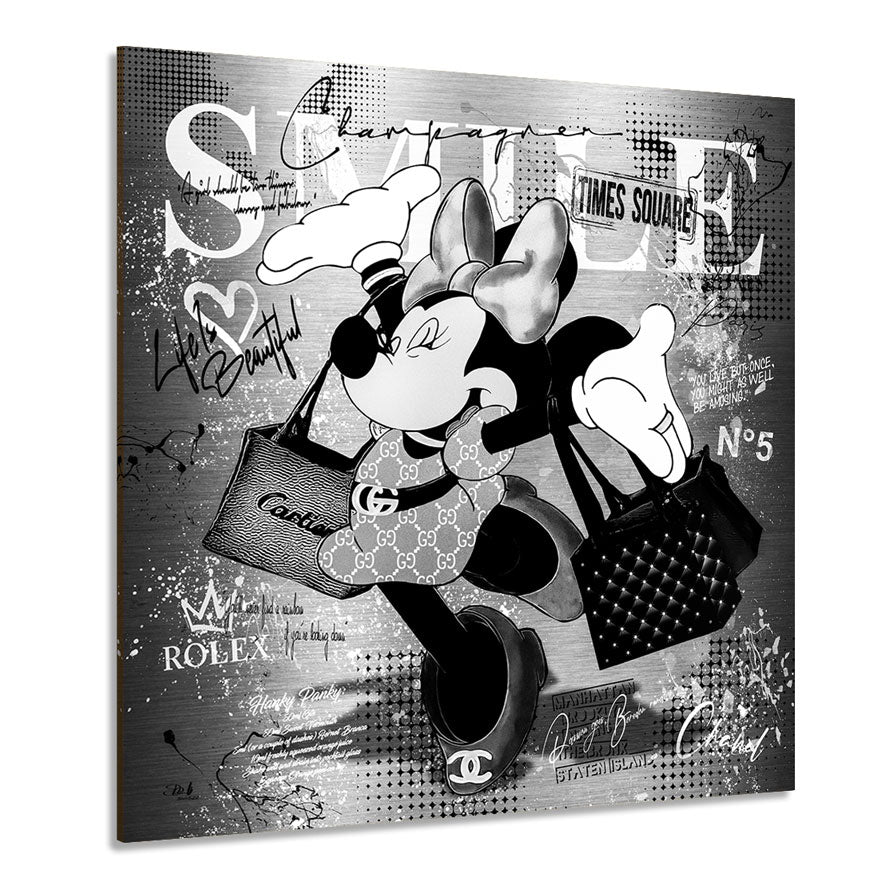 Pop Art Wandbild Minnie Smile Black and White