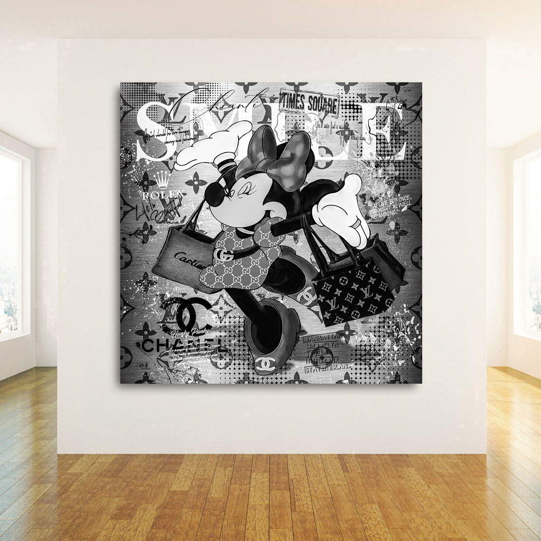 Leinwandbild Minnie Smile Pop Art Black and White