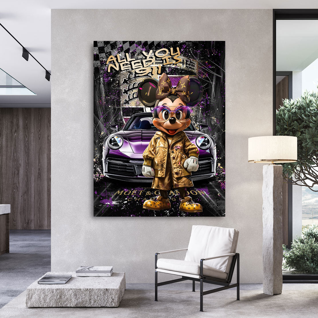 Pop Art Wandbild Minnie Maus Porsche