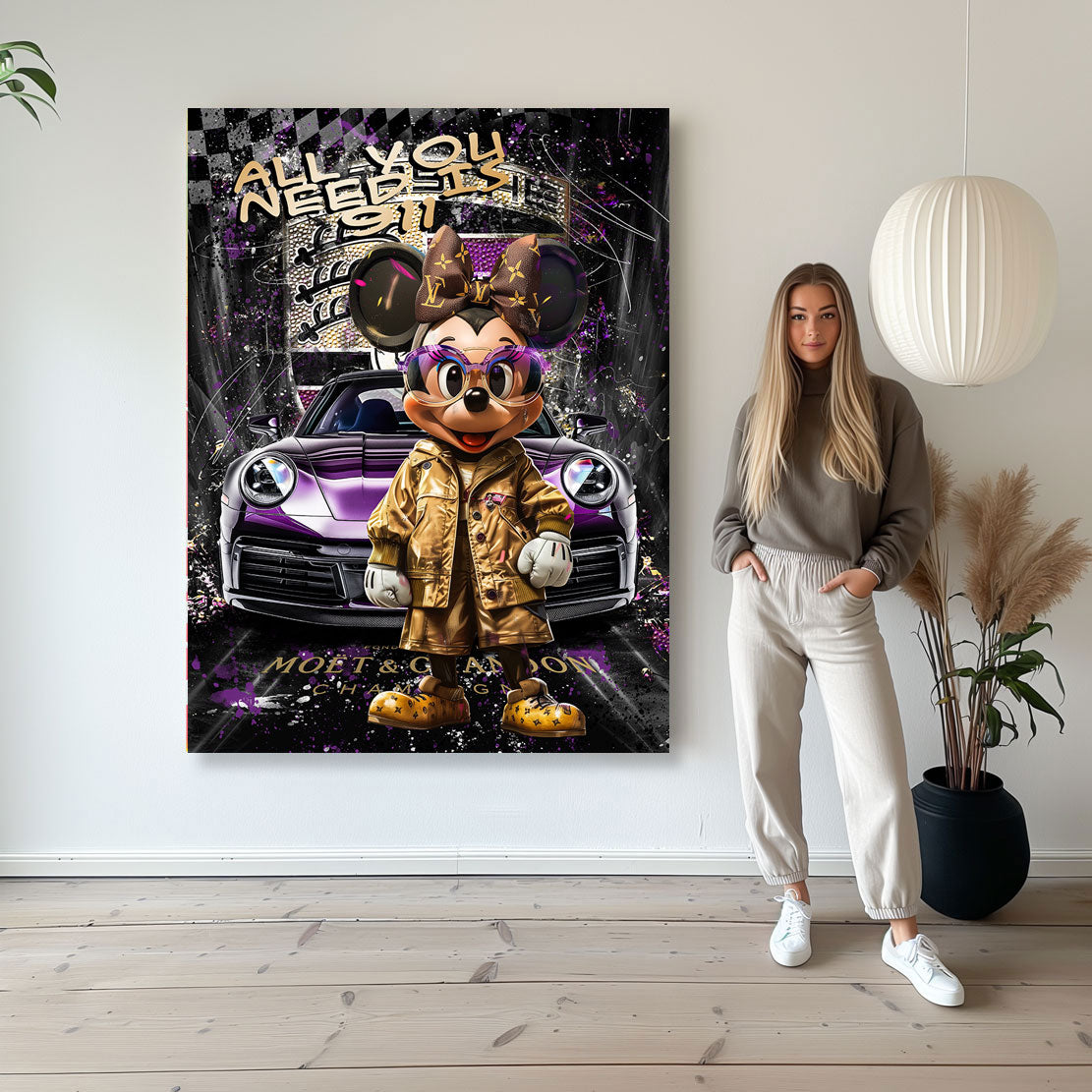Pop Art Wandbild Minnie Maus Porsche