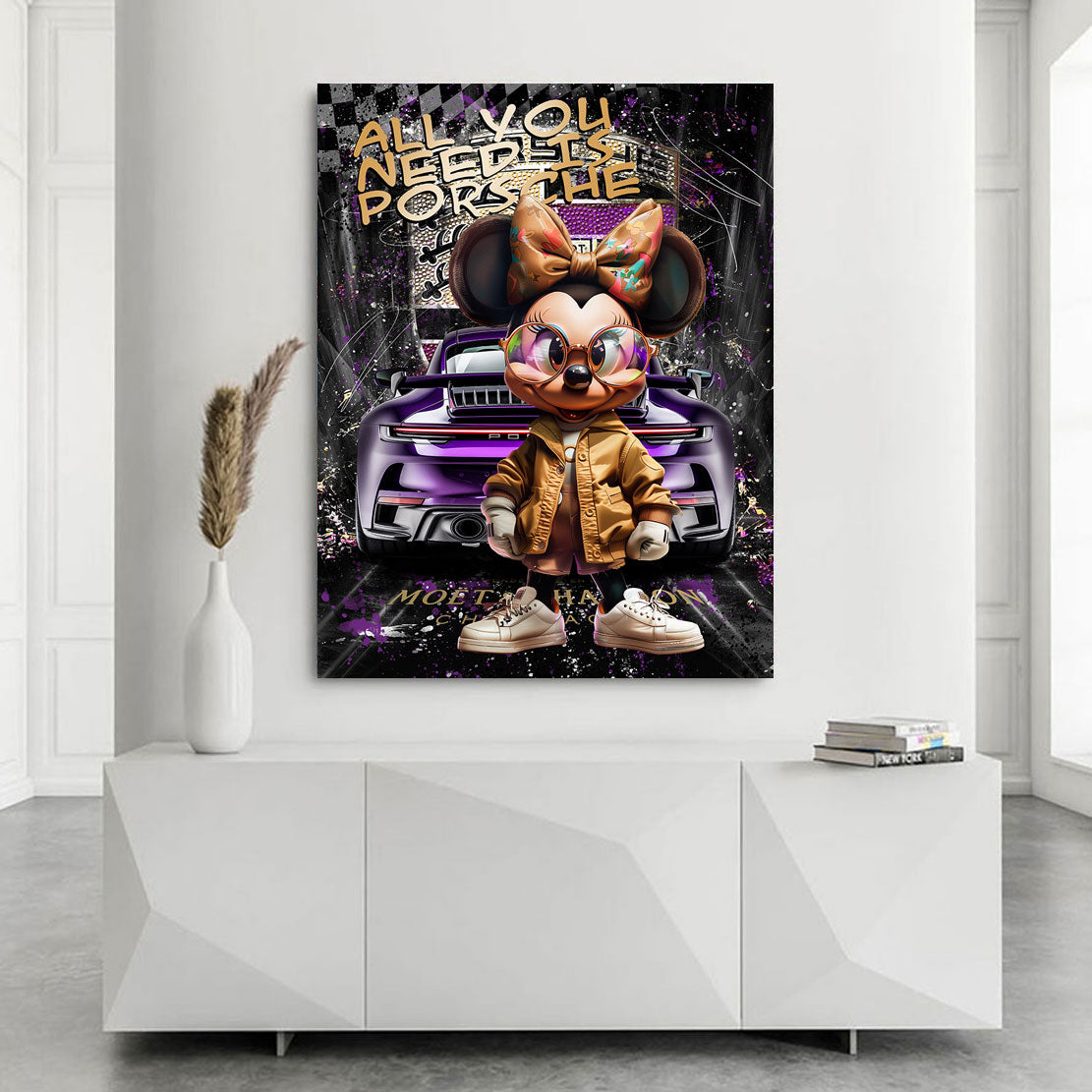 Pop Art Wandbild Minnie Maus Porsche 911