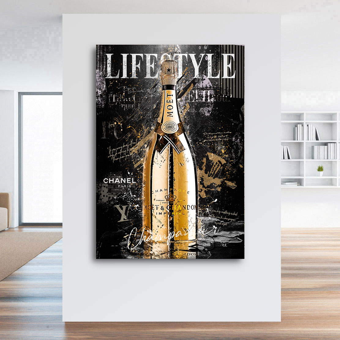 Leinwandbild Lifestyle Champagner Black Style