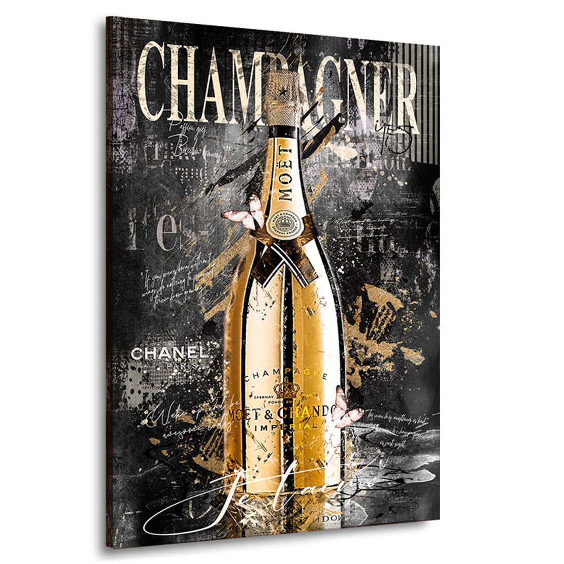 Wandbild Champagner Black Style