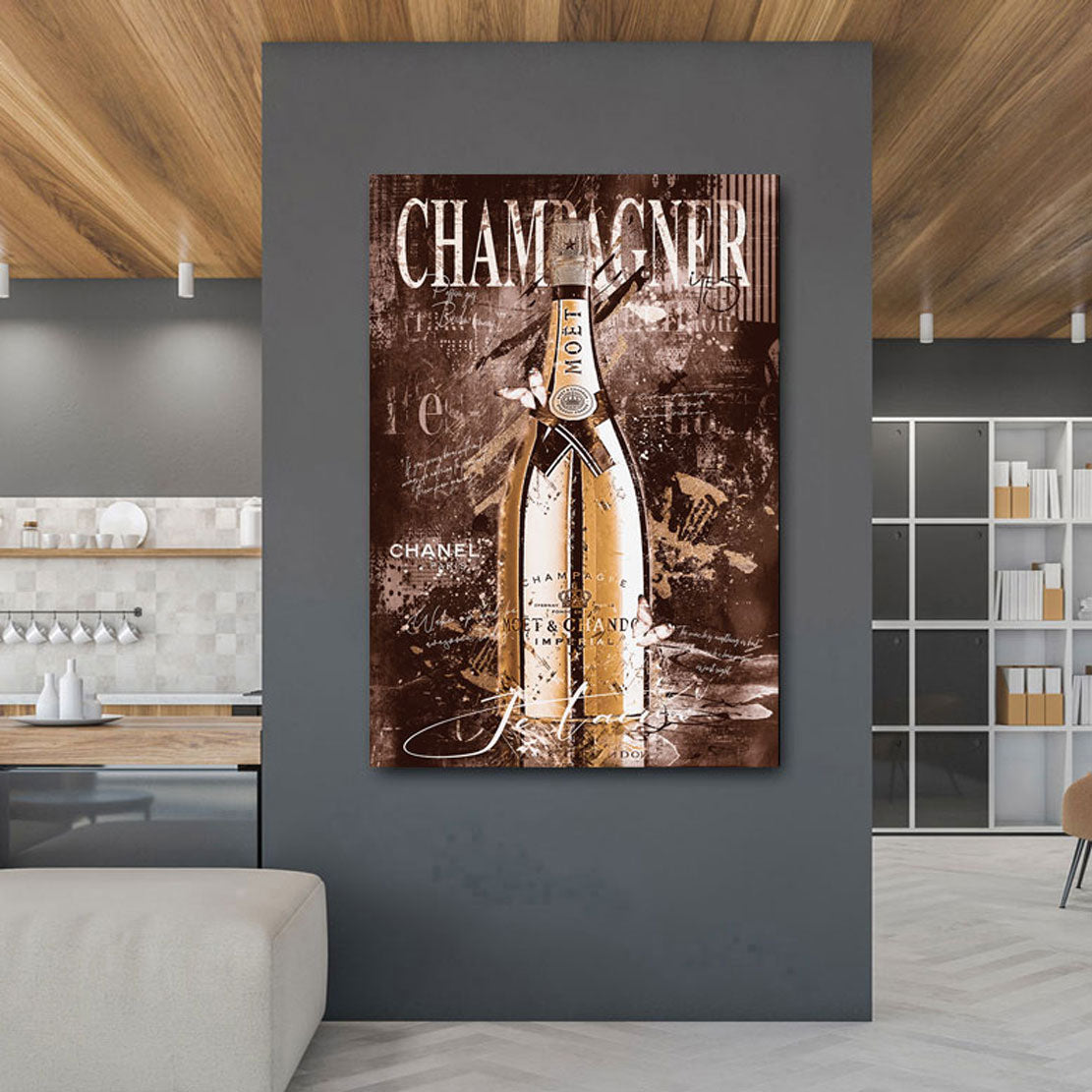 Wandbild Champagner Retro Style