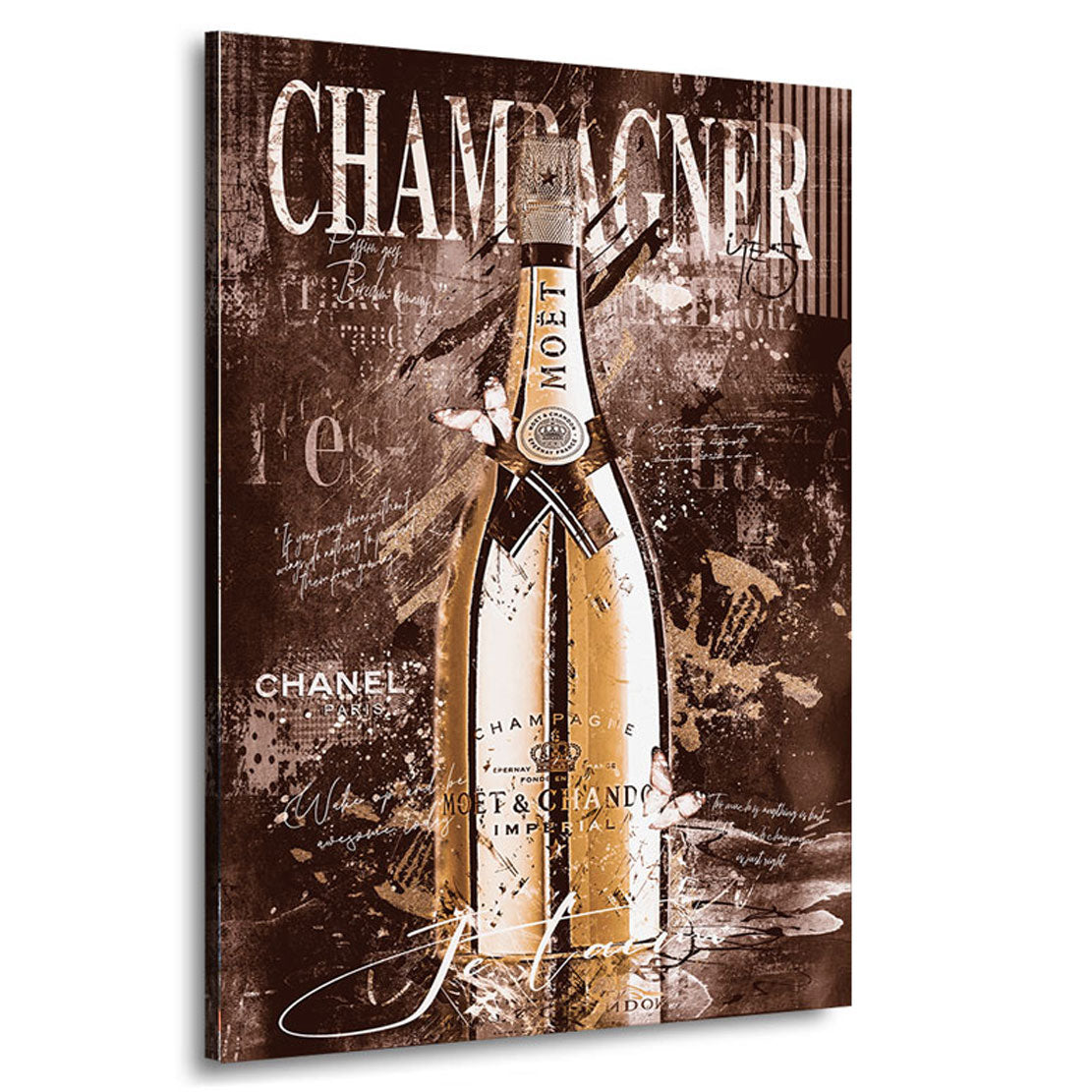 Wandbild Champagner Retro Style