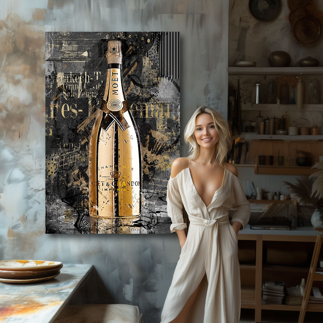 Champagner Gold Style Wandbild
