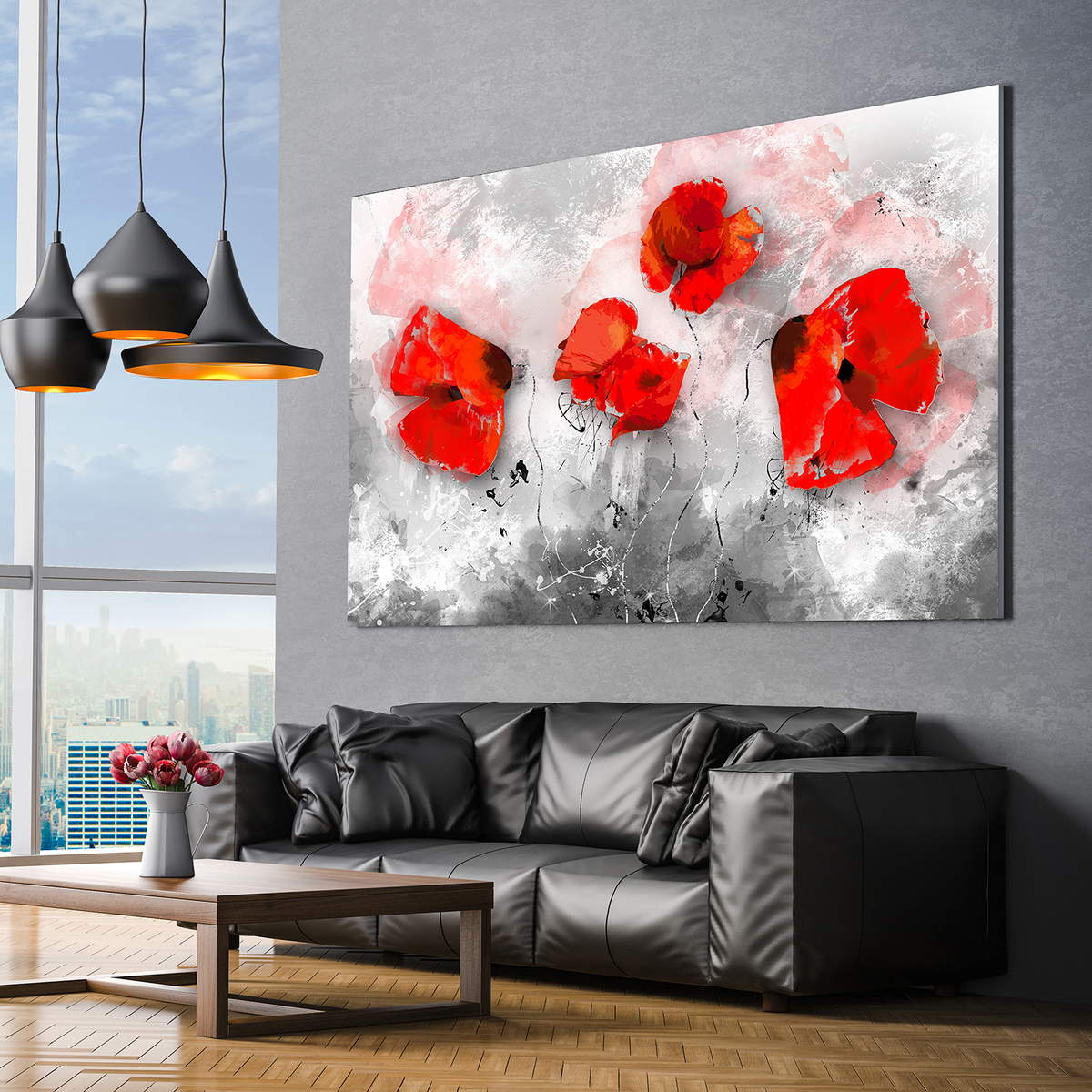 Wandbild Leinwandbild Klatschmohn Abstrakt