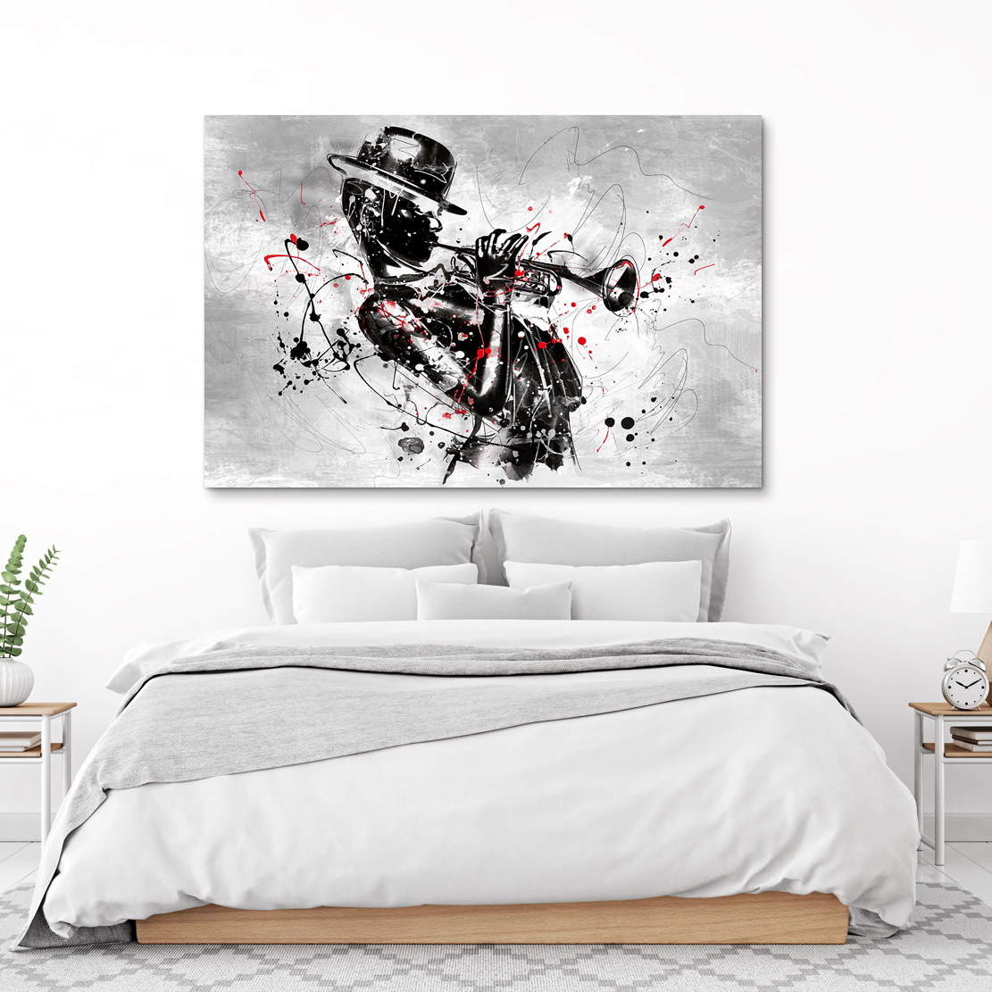 Wandbild Jazz Trompete black an white