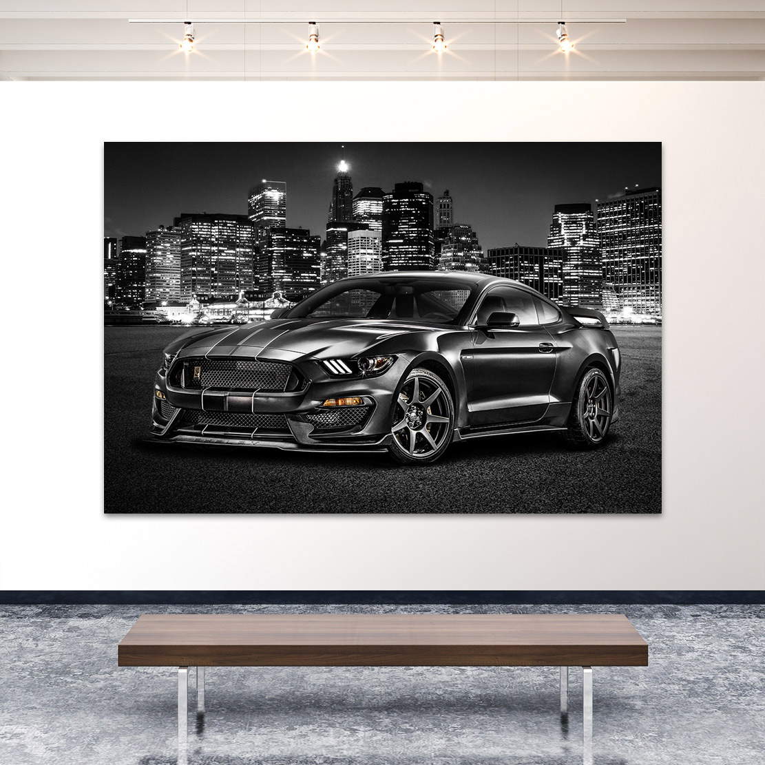 Auto Leinwandbild Ford Mustang City
