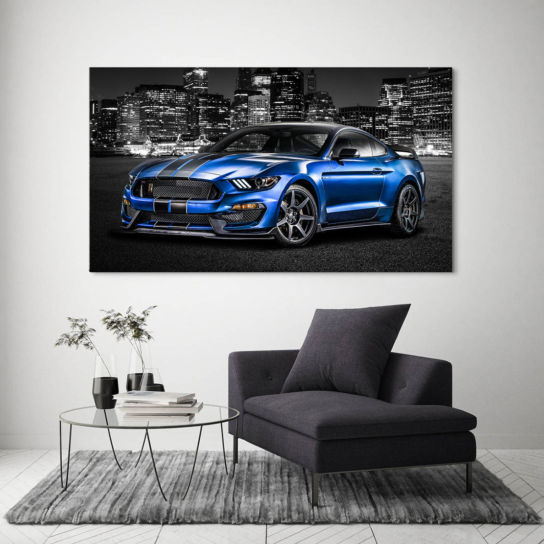 Auto Leinwandbild Ford Mustang Blue Style