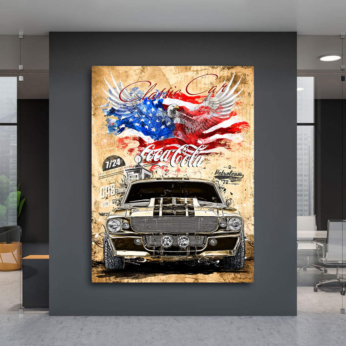 Auto Leinwandbild Ford Mustang Elenore Retro Style