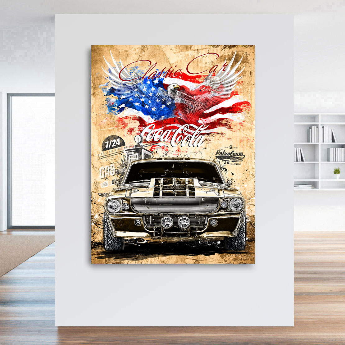 Auto Leinwandbild Ford Mustang Elenore Retro Style