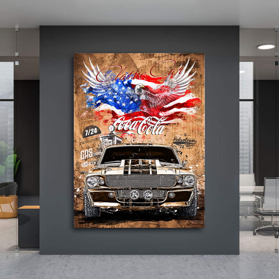 Auto Leinwandbild Ford Mustang Elenore Vintage Style