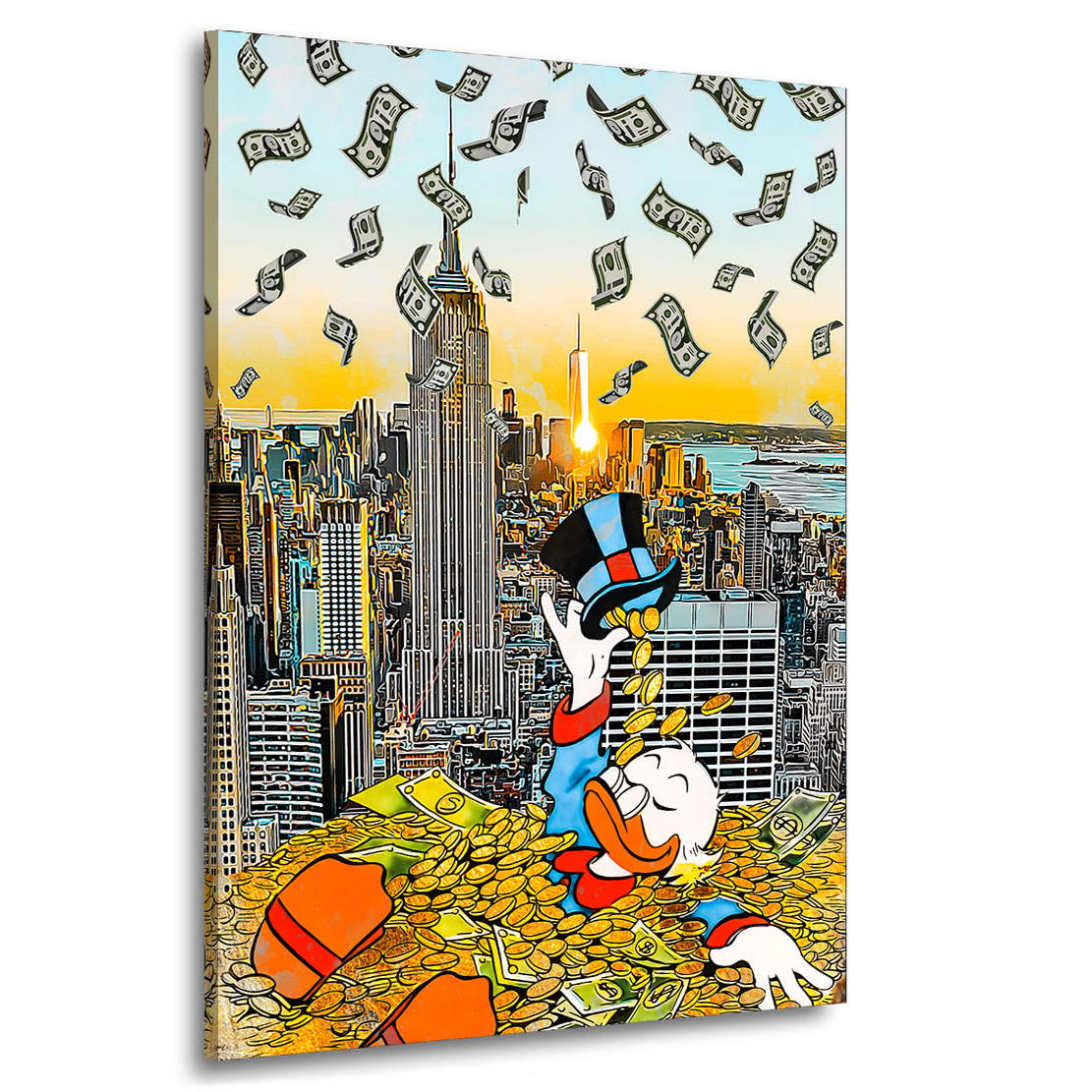 Leinwandbild Dagobert Money Rain Sunset Style