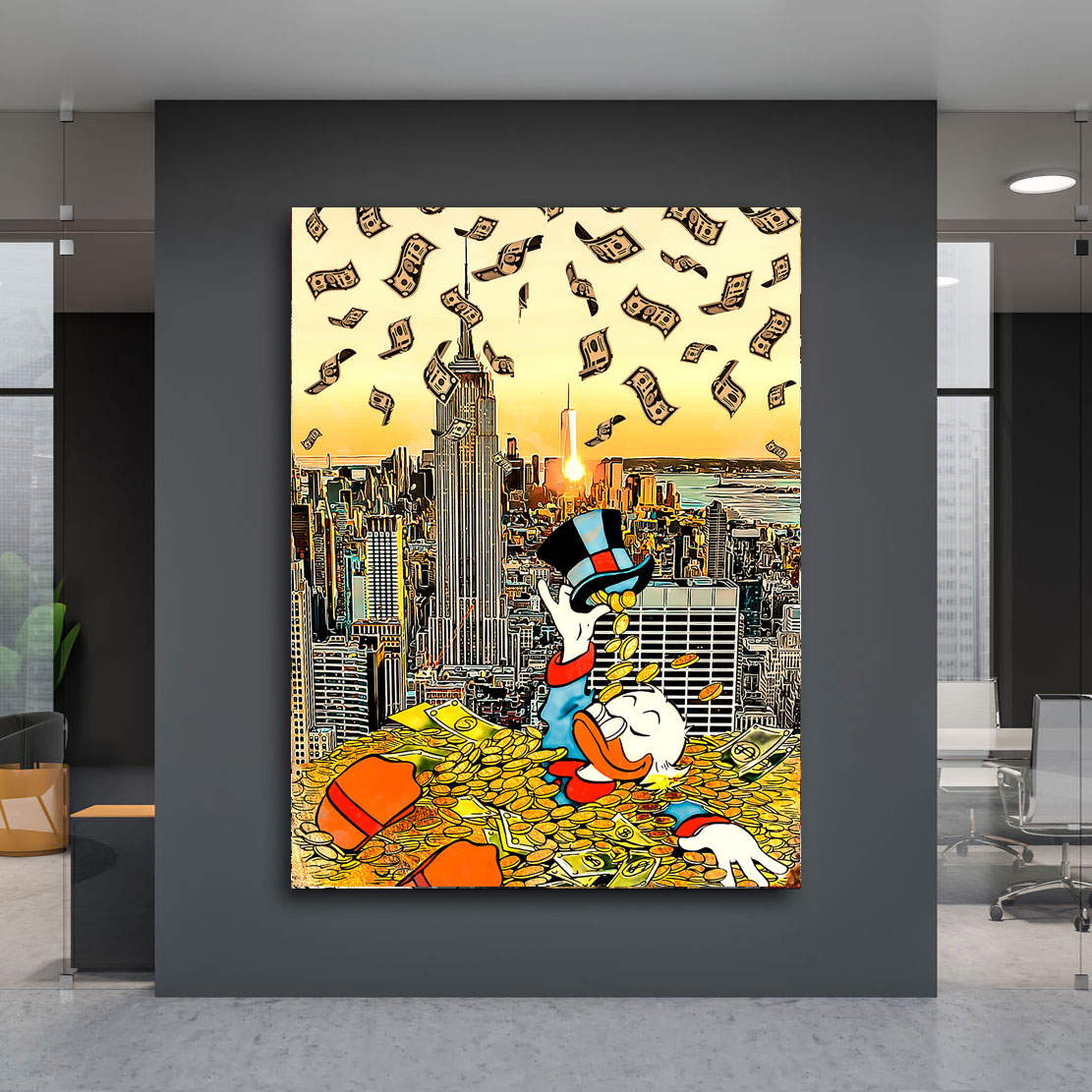 Leinwandbild Dagobert Money Rain Retro Style