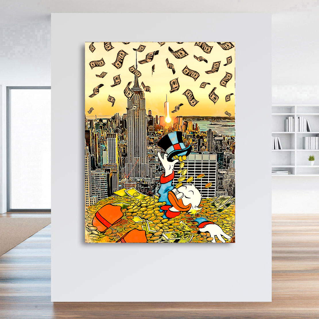 Leinwandbild Dagobert Money Rain Retro Style